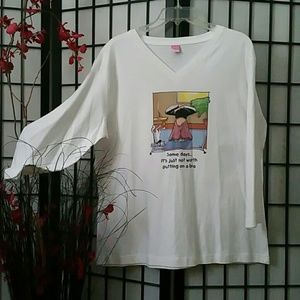 T shirt with some day's slogan.